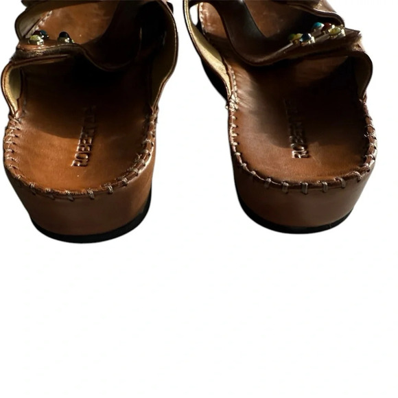 Robert Zur Sandals Woven Brown Leather Slide Sandals Size 9 - Picture 4 of 9